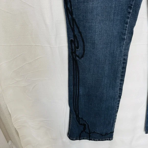 Bsou Jeans Wide Legs Embroidered Legs & Pockets Sz 12 - Picture 5 of 15